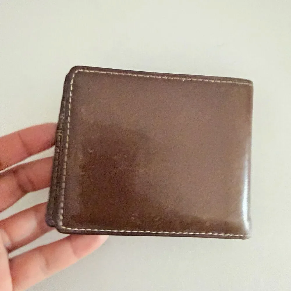 Fossil Brown Leather Bifold Wallet Men’s Genuine Leather ID Window Card Holder